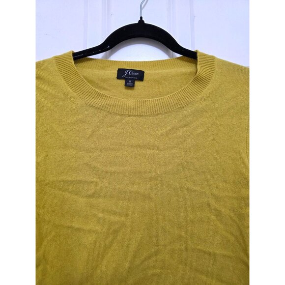 J. Crew Yellow 100% Cashmere Crewneck Sweater Women's Small Long Sleeve Soft Pul - Picture 5 of 9